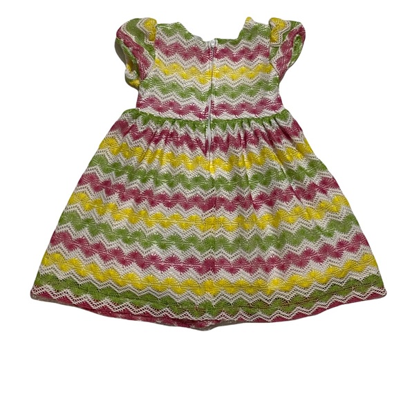 Rare Editions Girls Dress with Multi Colors of Spring and a Front Flower Size 2T - Picture 3 of 8